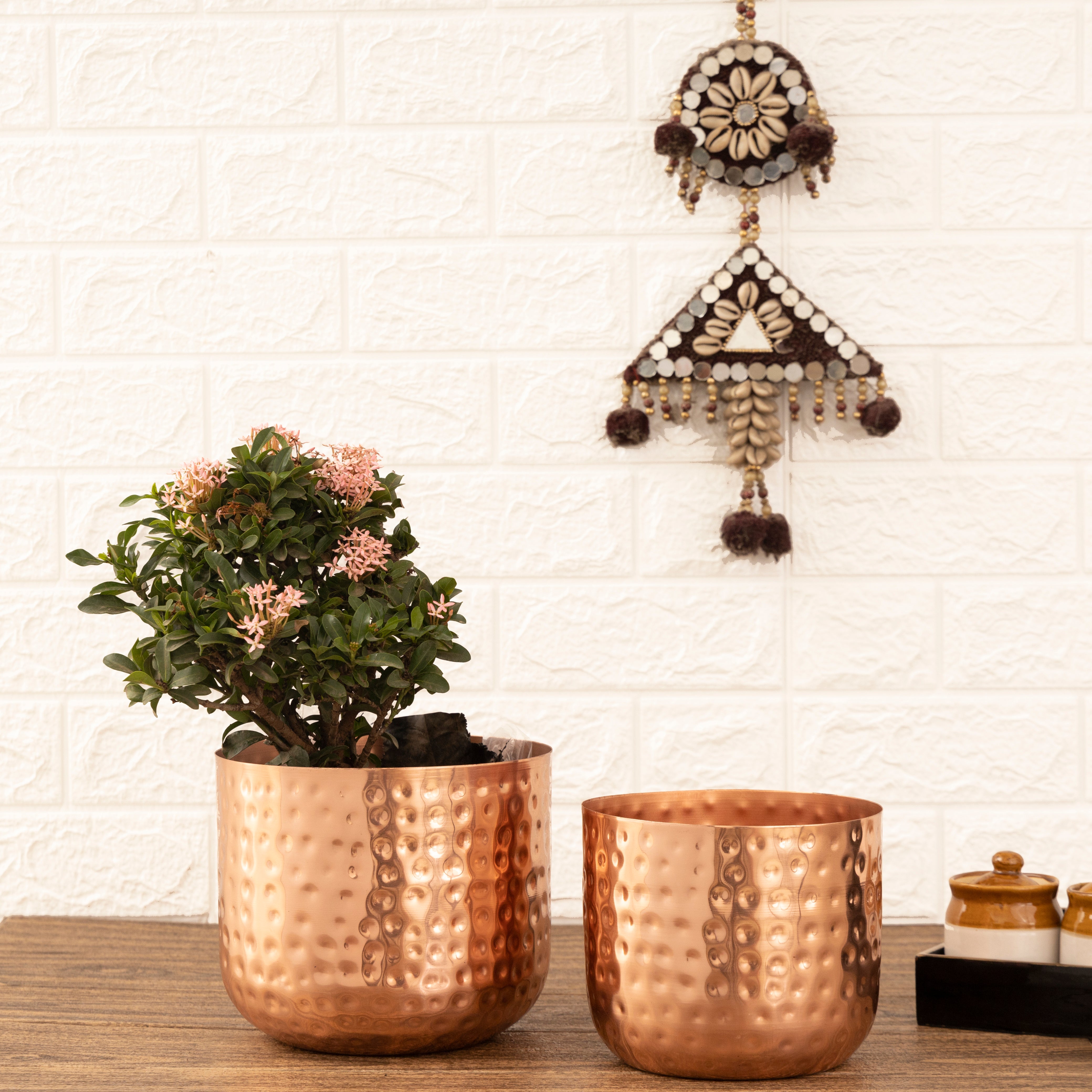 Luxe Rose Gold Hammered Planters